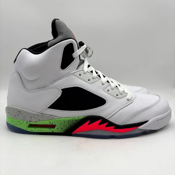 Ni - ke Air Jordan 5 Retro Poison Green White Athletic Shoes Size 13 Men's 136027-115