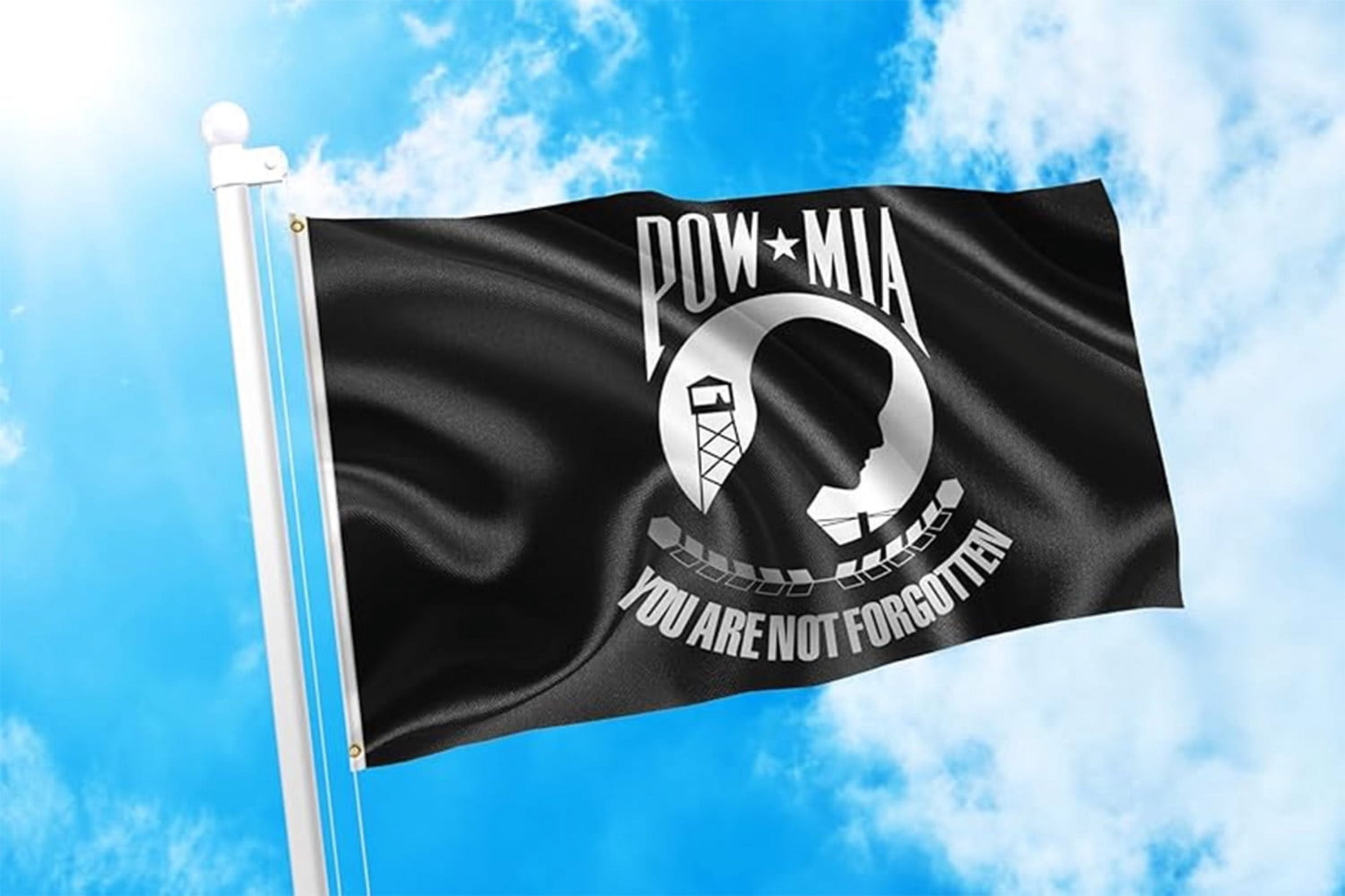 Pow Mia Flag 3x5 FT Double Sided Pow Flags-You Are Not Forgotten Prisoner of War Flag-Memorial Veterans Armed Forces Military Flag Banner with 2 Brass Grommets for Indoor Outdoor