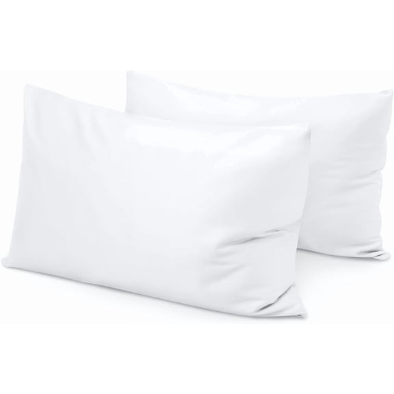 Travel Pillow Case 12x16 Size Set of 2 Envelope Closure Toddler Pillowcase 600 Thread Count 100% Egyptian Cotton Soft & Skin Friendly Covers 12 x 16 White Solid