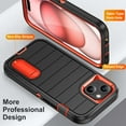 thumbnail image 2 of Case for iPhone 15 Plus/14 Plus, Heavy Duty Durable Military Grade Shockproof Protective Non-slip Kickstand Soft Silicone Hard PC 2 In 1 Hybrid Cover Case for iPhone 15 Plus/14 Plus, Black+Orange, 2 of 9