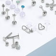 thumbnail image 4 of ZS C Shape Labret Lip Studs, Opal, Cubic Zirconia Earrings, Stainless Steel, 25 Pcs Set, 16G, 8mm, 4 of 4