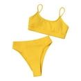 thumbnail image 2 of UTTOASFAY Women'sSwimsuit Women'sBikini Set Swimsuit Two Piece Filled Soild Swimwear Beachwear Yellow L, 2 of 7
