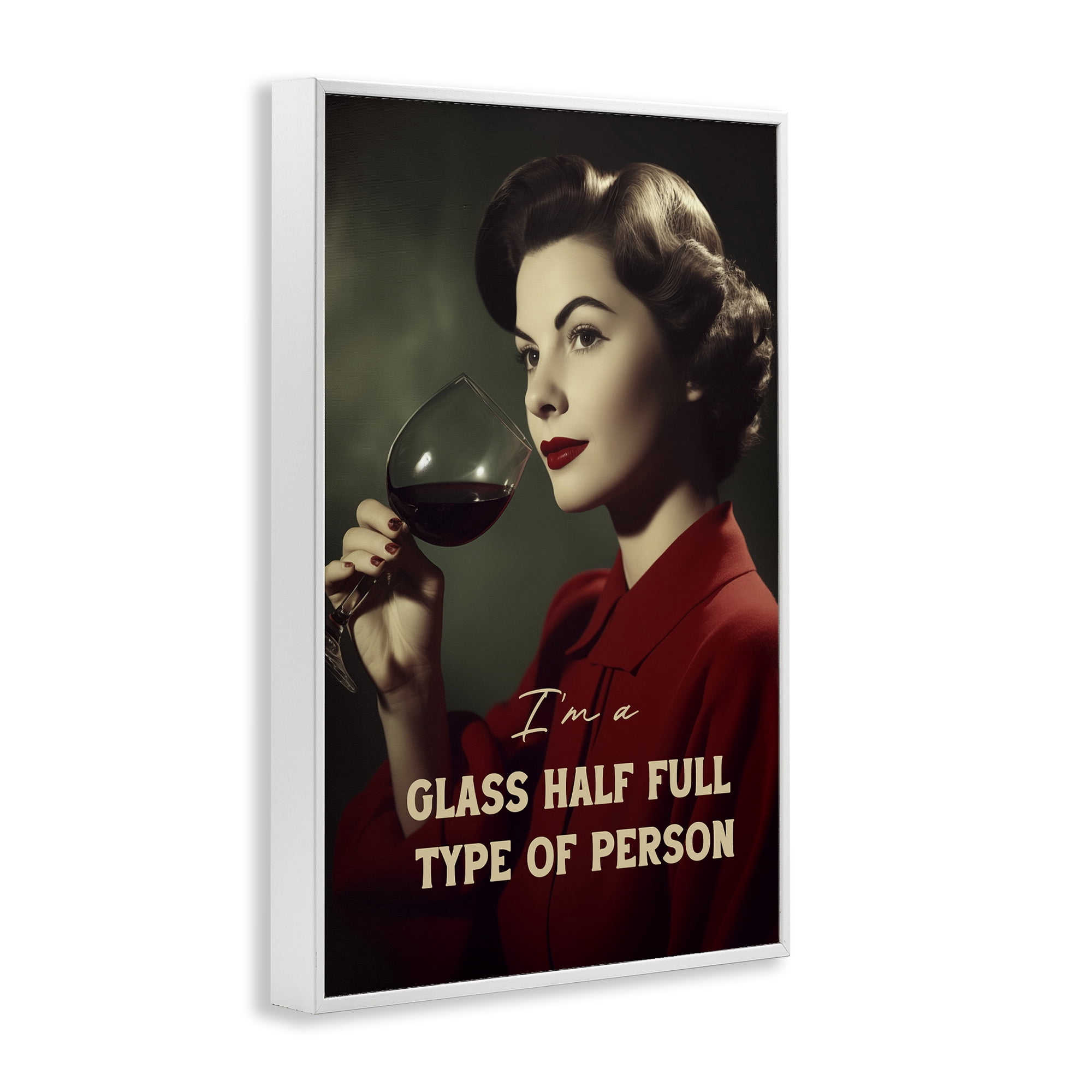 Stupell Industries Glass Half Full Person White Framed Giclee Art, design by Andreas Magnusson