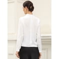 thumbnail image 3 of DARING DIVA Women's Work Business Pleat Mock Neck Puff Long Sleeve Blouse L White, 3 of 6