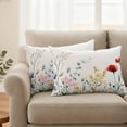 thumbnail image 2 of Spring Colorful Floral Outdoor Waterproof Pillow Covers, Farmhouse Watercolor Flowers Decorative Rectangle Throw Pillowcase Sofa Cushion Sham for Patio/Couch/Chair, 20"x12" 2 Pack, 2 of 8