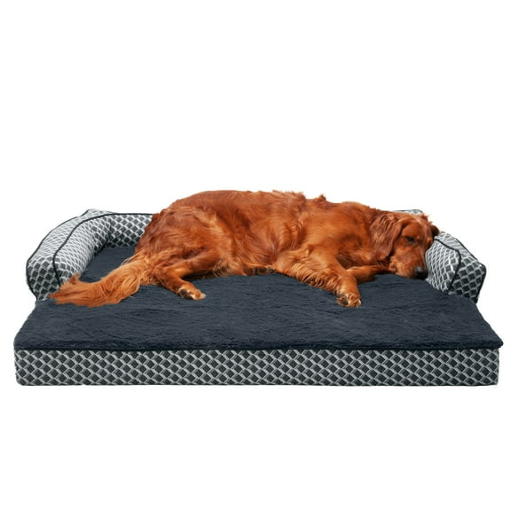 FurHaven Pet Products Orthopedic Sofa-Style Pet Bed for Dogs & Cats, Diamond Gray, Jumbo