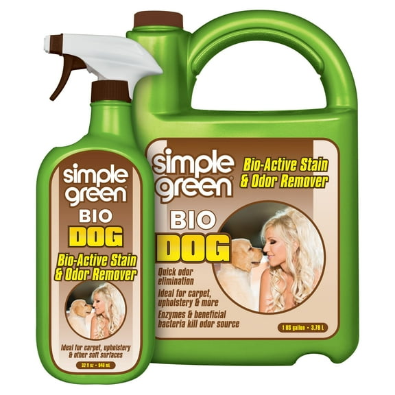 Simple Green Bio Dog Bio Active Stain and Odor Remover, Floral Scent, 32 oz Sprayer & 1 gallon Refill