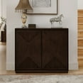 thumbnail image 2 of Mid-Century Modern V-Shape Storage Cabinet, Buffet Cabinet, Narrow Side Cabinet for Living Room/Entryway/Hallway/Kitchen/Coffee Bar (Dark Walnut), 2 of 9