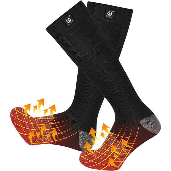 SNOW DEER Heated Socks,2024 Upgraded 7.4V Rechargeable Battery Electric Socks for Men Women,Winter Cold Weather Warm Socks for Huting Fishing Camping Hiking Skiing Foot Warmer