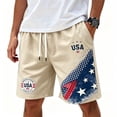 thumbnail image 6 of Dwelliawo 250th Anniversary Usa Shorts for Men Usa Flag Drawstring 4th Of July Shorts 1776 2026 Wide Leg Red Blue and White Independence Day Baseball Short Pants Beige M, 6 of 6
