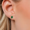 thumbnail image 3 of Gem Stone King 10K Yellow Gold Green Simulated Emerald Stud Earrings for Women Men (0.70 Cttw, Gemstone Birthstone, Oval 6X4MM), 3 of 6
