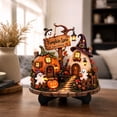 thumbnail image 5 of Halloween Ghost Table Decorations, Pumpkin House Wooden Block Sign, Halloween Tiered Tray Decor, Pumpkin Ghost Decor, Rustic Home Decor for Desk, Mantel(A), 5 of 7