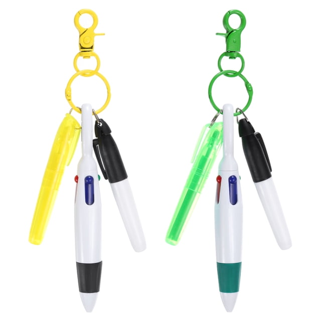 Uxcell Mini Highlighter Pen, Badge Reel Pen Highlighter Permanent Marker Pens Yellow/Green