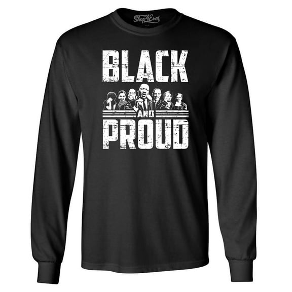 Shop4Ever Men's Black and Proud Black Pride Long Sleeve Shirt Large Black