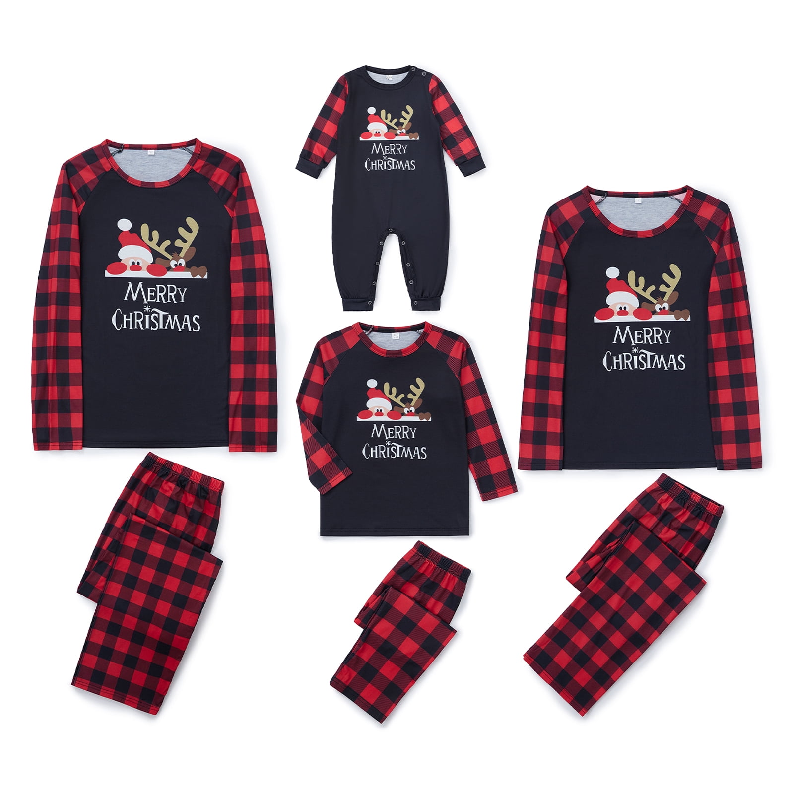 JBEELATE Family Christmas Pajamas Matching Sets Red Buffalo Plaid Xmas ...
