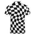 thumbnail image 5 of Warped Checkerboard Men Zipper T-shirt Summer Casual Short Sleeve T-shirt Top, 5 of 7