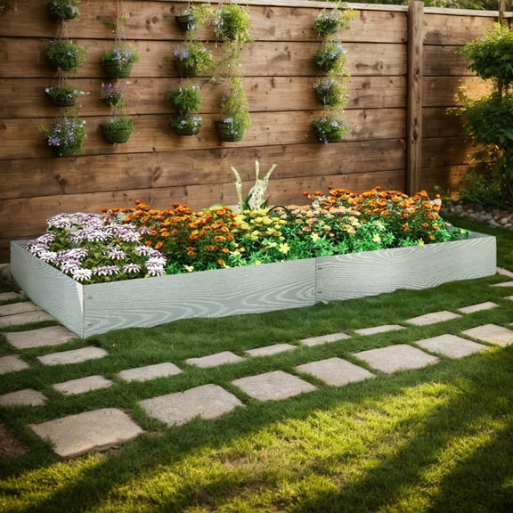 Demifill 6-Pack 20 FT Galvanized Metal Landscape Edging for Lawn, Metal Garden Bed for Outdoor as Garden, Backyard, Porch, Silver