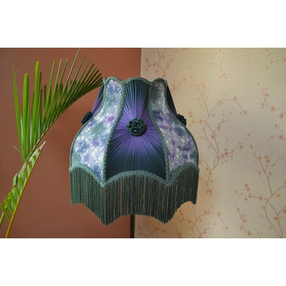 BespokeByNikita Scallop Fringe Dome Lampshade Green Ombre