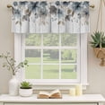 thumbnail image 3 of 2 Panels Blue Brown Spring Floral Valance for Windows, Watercolor Botanical Vintage Light Filtering Kitchen Curtains, Rod Pocket Window Treatment Curtain Valances for Living Room Bedroom, 42"x12", 3 of 9