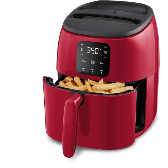 2.6 Quart Digital Air Fryer for 1-2 People with Adjustable Temperature and Timer Dishwasher Safe Nonstick Red