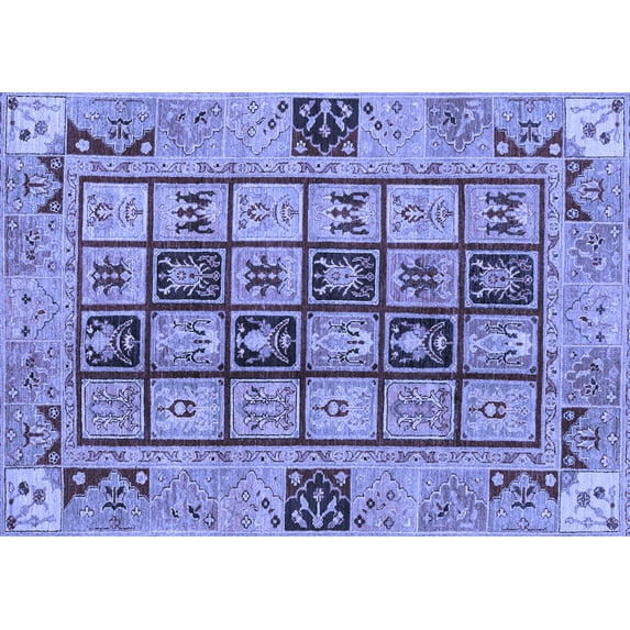 Ahgly Company Machine Washable Indoor Rectangle Abstract Blue Modern Area Rugs, 8' x 10'