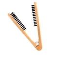 thumbnail image 2 of Professional Hairdressing Comb Double Brushes Wooden Anti static Hair Straightener Tool, 2 of 8