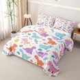 thumbnail image 3 of Feelyou Cartoon Dinosaur Egg Quilt King for Boys Girls, Flower Floral King Coverlet Set, Pink Purple, 3 Pieces, 3 of 7