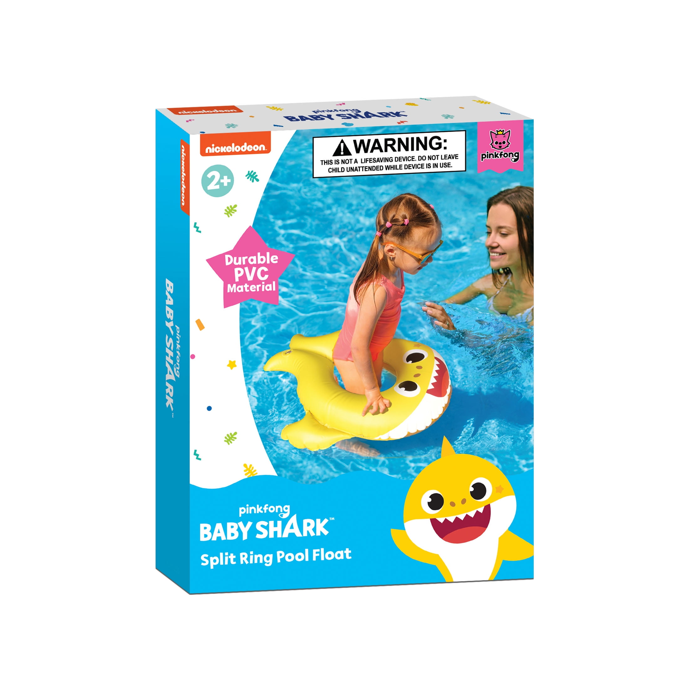 (2 pack) Pinkfong Baby Shark Split Ring Swim Float for Pool, Lake & Summer Water Play, Ages 2+ (Yellow)