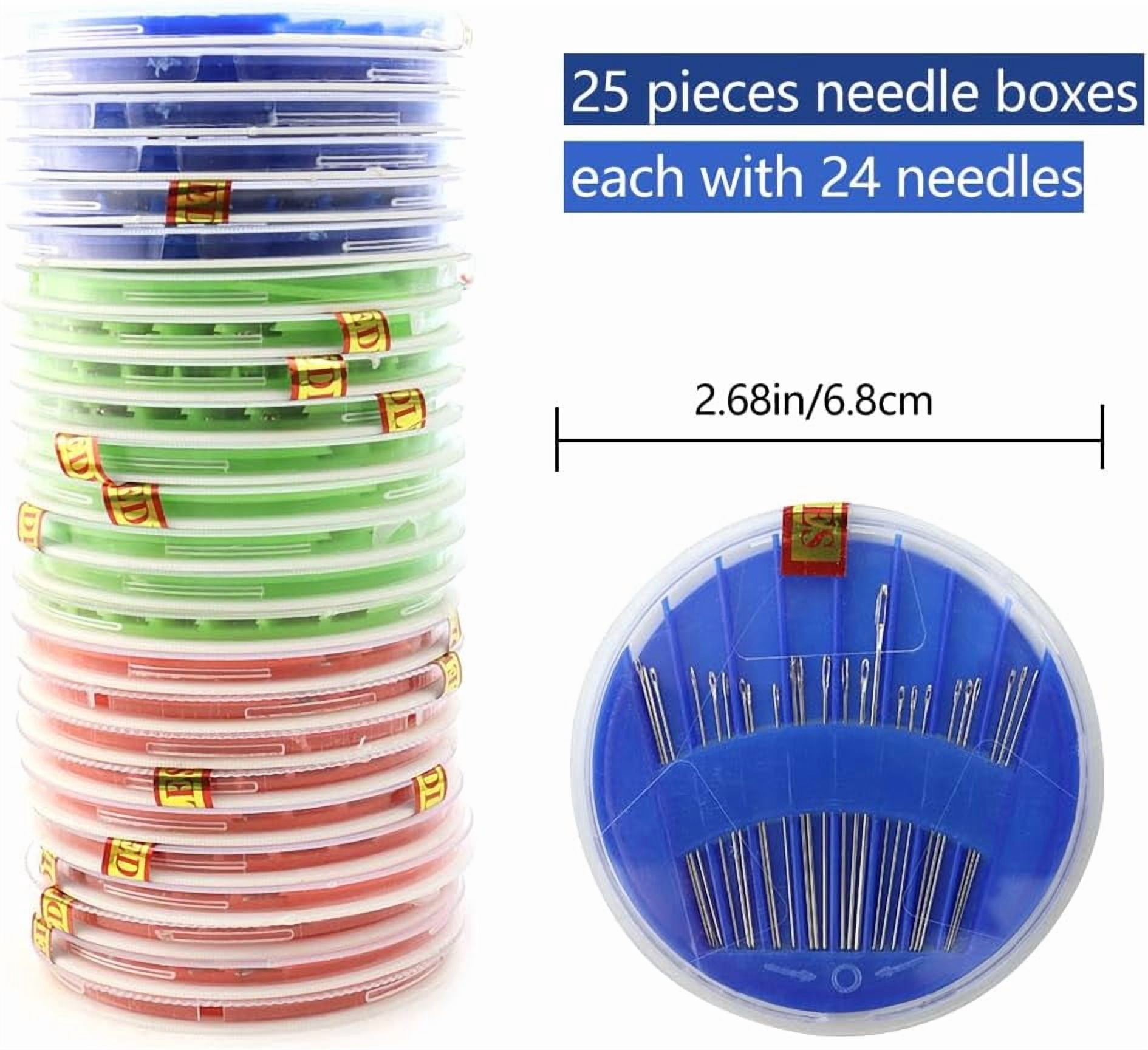 25 Pack Premium Hand Sewing Needles, Sewing Needle Hand Work Sewing Needle and Thread Box Set Accessories for Handsewing Large Eye Stitching Needles for Sewing Repair Embroidery Needles