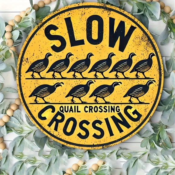 HELLOYOUNG Vintage Quail Crossing Sign Retro Metal Wall Art Decor for Living Room Bedroom Outdoor