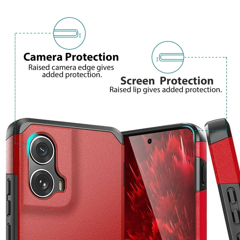 Tjs for Motorola Moto Edge 5G 2024 Phone Case, Dual Layer Hybrid Magnetic Support Shockproof Heavy Duty Cover for Moto Edge 5G 2024 (Red) Tjs for Motorola Moto Edge 5G 2024 Phone Case, Dual Layer Hybrid Magnetic Support Shockproof Heavy Duty Cover for Moto Edge 5G 2024 (Red)