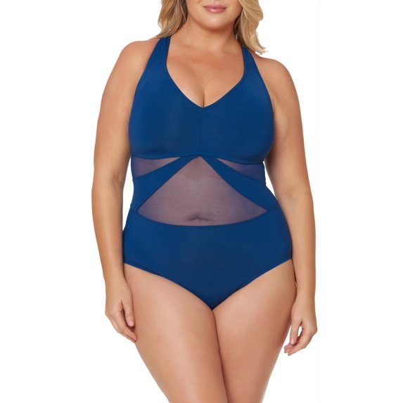 Bleu Rod Beattie Plus Don't Mesh With Me One Piece Swimsuit