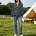 thumbnail image 7 of DISKEBUISS Women's Wrap V Neck Hoodie Long Sleeve Front Kangaroo Pocket Loose Casual Sweatshirt, 7 of 7