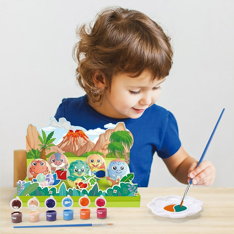 Art and Crafts Supplies for Kids 4-6 Gift, 5 Color Watercolor Acrylic  Painting Kit with Filable Plastic Egg,Easter Toy for Kids 3-7+ DIY Learning  Activities 