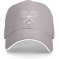 thumbnail image 1 of Tennis Racket Fashion Sandwich Dad Trucker Hat Adjustable Curved Visor Baseball Cap for Men Women, 1 of 6