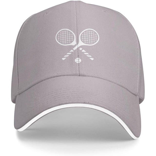 Tennis Racket Fashion Sandwich Dad Trucker Hat Adjustable Curved Visor Baseball Cap for Men Women