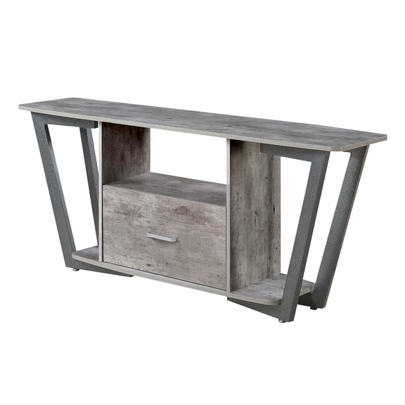 Pemberly Row 60" TV Stand Entertainment Console in Gray and Black
