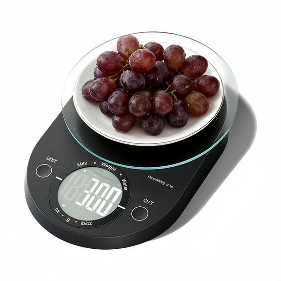 Food Scale with Grams and Oz, 5kg/11lb Multifunction Kitchen Scale with Milk ml Mode & Backlit LCD - Small Kitchen Appliances