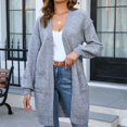thumbnail image 4 of Vedolay Long Cardigans for Women Knitted Long Sleeve Slim Fit Workout Cardigans Dark Gray,M, 4 of 5