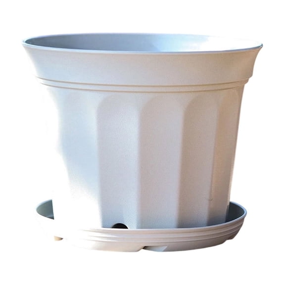 Twfbrm Plastic Planter Pots, 7x9 Inch Modern Sturdy Flower Pots with Drainage Holes and Saucers, Thickened Nursery Pots Home Decor for Garden, Patio, Office, Desk