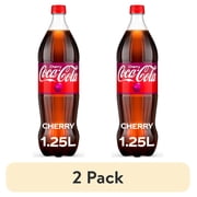 (2 pack) Coca-Cola Cherry Soda Pop Bottle, 1.25 Liters