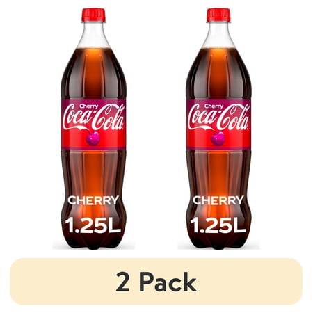 (2 pack) Coca-Cola Cherry Soda Pop Bottle, 1.25 Liters