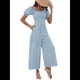 thumbnail image 1 of Mono de Verano 2025 para Mujer, Estilo Floral, Informal, Holgado, con Pierna y Corta. Azul XL, 1 of 10