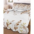 thumbnail image 2 of Quilts Twin XL Size, Brown Eucalyptus Leaves Soft Comforter Bedding Set for Bed, Farmhouse Botanical Watercolor Lightweight Quilted Bedspread with Pillow Cover(2 Pieces) for All Season, 68x98 Inch, 2 of 6