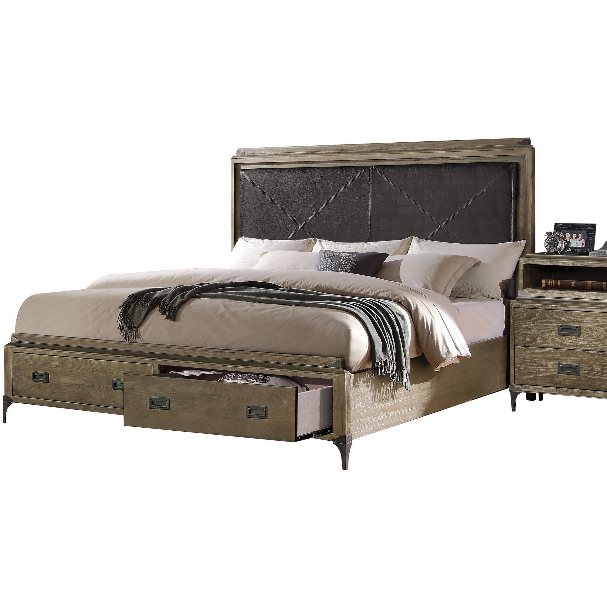 Acme Athouman California King Bed Weathered Oak Box 2 Of 3 Acme Athouman California King Bed Weathered Oak Box 2 Of 3 Com