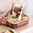 thumbnail image 4 of Stainless steel Lunch box for Adults Kids Students Portable Divided Bento Box with Tableware Leakproof Food Storage Containers Red 2Grids, 4 of 6