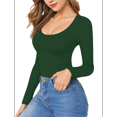 thumbnail image 2 of T-shirt Tunique Ajusté à Manches Longues à Encolure Dégagée pour Femmes Tee Vert Foncé S, 2 of 9