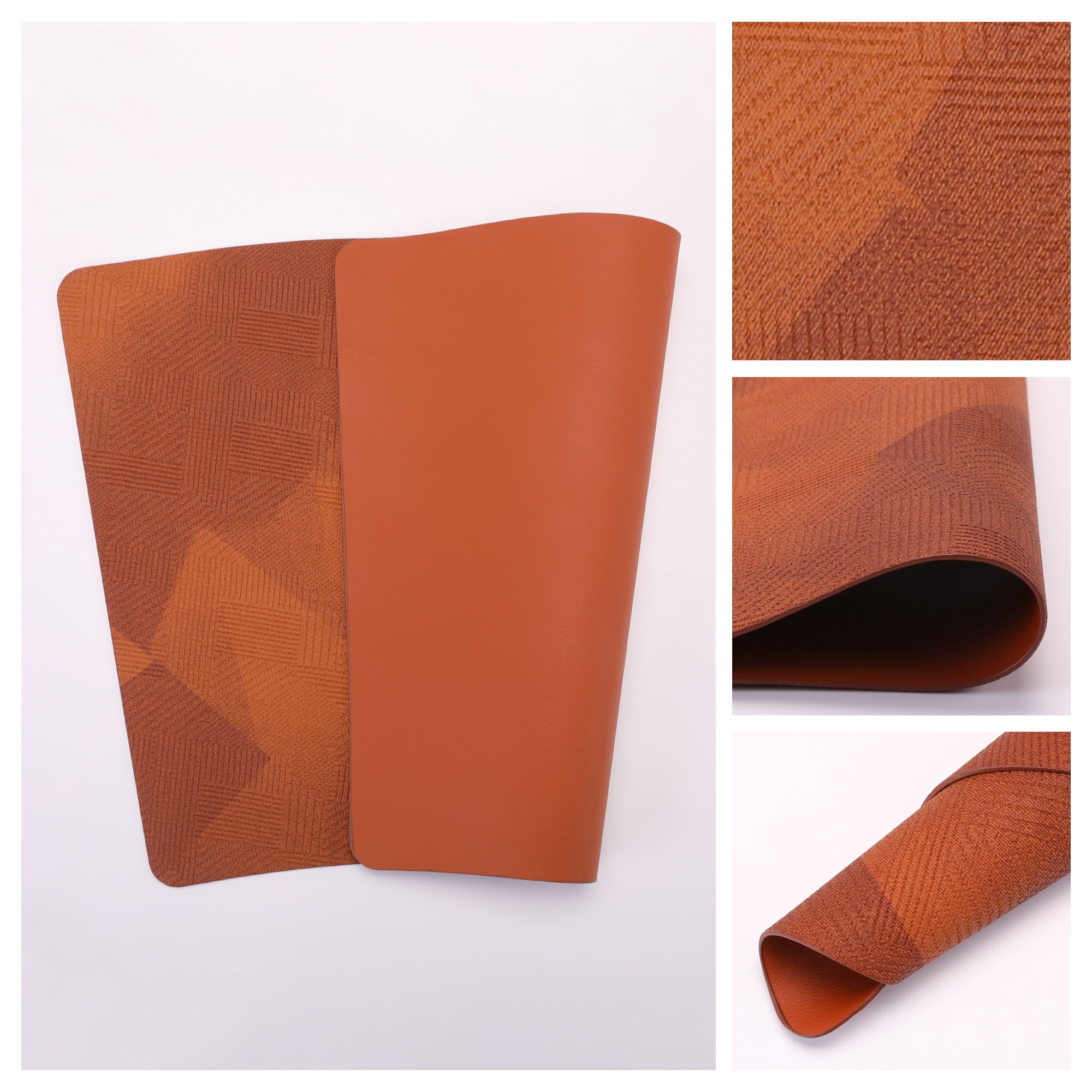 Unique Bargains 4pcs Wedge Placemats Caramel Brown 17.7"x11.8"