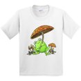 thumbnail image 3 of Inktastic Cute Frog and Mushroom Umbrella Youth T-Shirt, 3 of 5