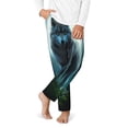 thumbnail image 2 of Wukai Wolf Print Teenagers' Pajama Pant Sleep Pajama Lounge Pant PJ Bottoms with Pockets and Button Fly(Available in Big & Tall)-Large, 2 of 6